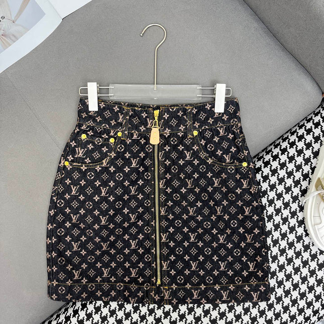 LV NEW STYLE DENIM SKIRT WITH FRONT CENTER ZIPPER 269062