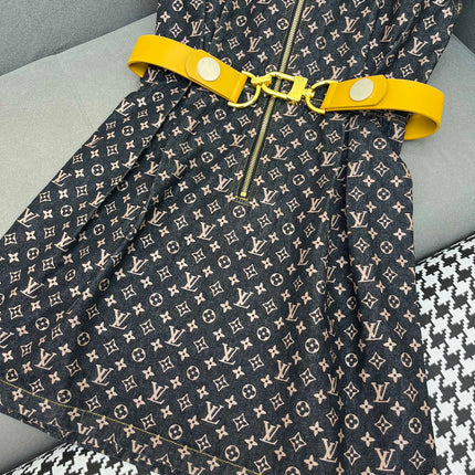 LV DENIM DRESS WITH FRONT CENTER ZIPPER