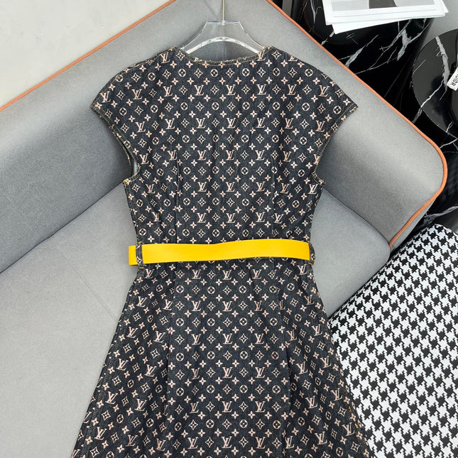 LV DENIM DRESS WITH FRONT CENTER ZIPPER