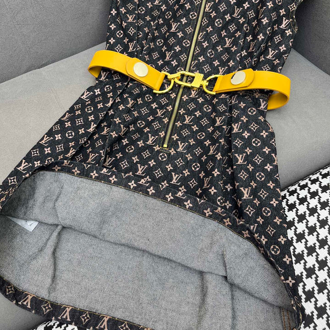 LV DENIM DRESS WITH FRONT CENTER ZIPPER