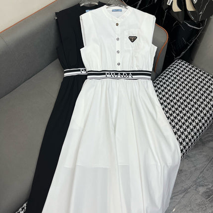 PRADA SLEEVELESS DRESS WITH STAND COLLAR – NEW STYLE 269122