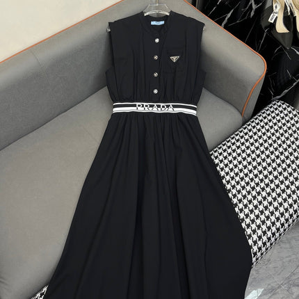 PRADA SLEEVELESS DRESS WITH STAND COLLAR – NEW STYLE 269122