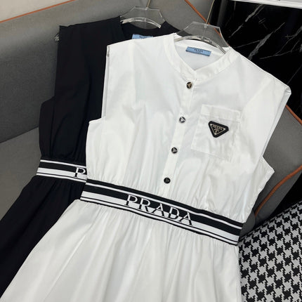 PRADA SLEEVELESS DRESS WITH STAND COLLAR – NEW STYLE 269122