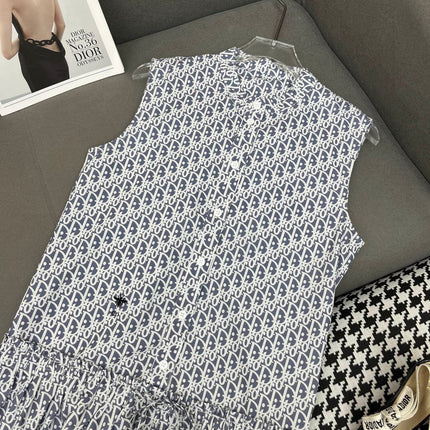 DIOR SLEEVELESS PRINTED DENIM DRESS 269128