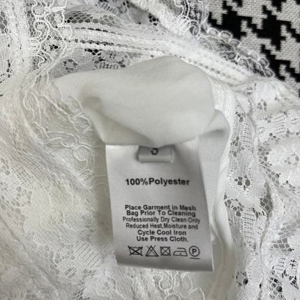 DIOR NEW DESIGN V-NECK LACE BLOUSE WITH PUFF SLEEVES