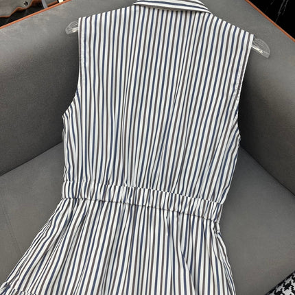 SLEEVELESS STRIPED SHIRT DRESS