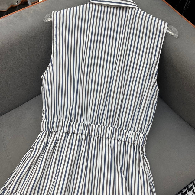 SLEEVELESS STRIPED SHIRT DRESS