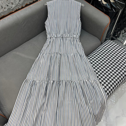 SLEEVELESS STRIPED SHIRT DRESS