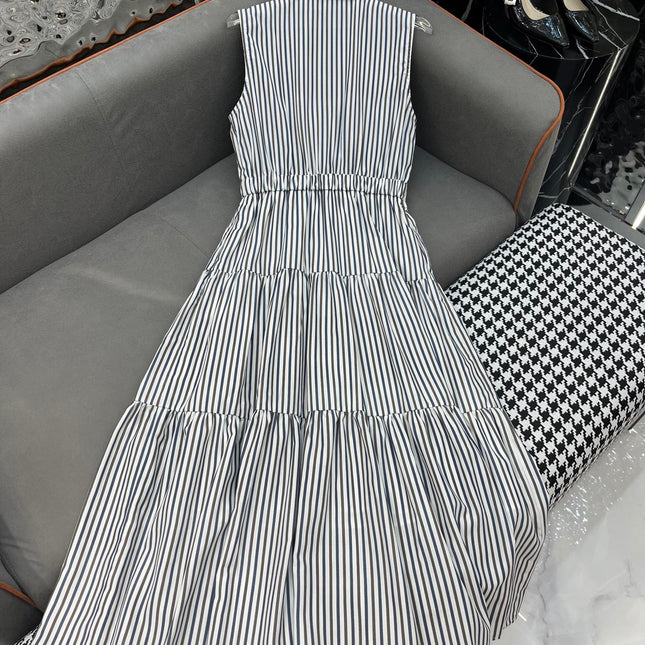 SLEEVELESS STRIPED SHIRT DRESS