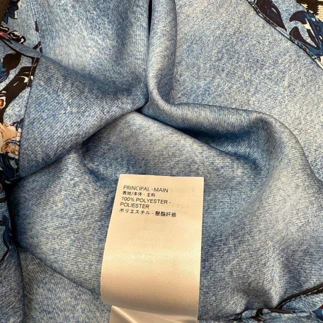 LV LONG-SLEEVE FLORAL PRINT SHIRT DRESS IN BLUE