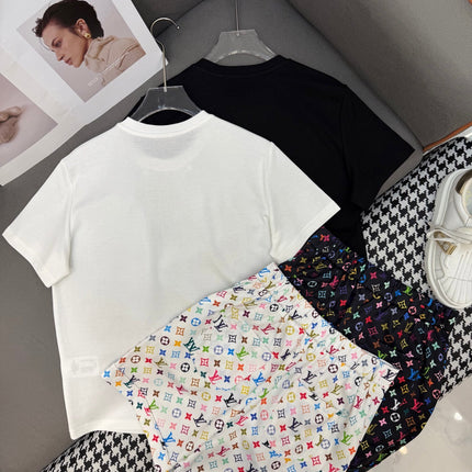 LV NEW T-SHIRT AND SHORTS SET WITH GOLD HARDWARE DETAILS