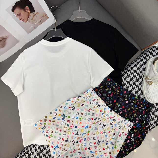 LV NEW T-SHIRT AND SHORTS SET WITH GOLD HARDWARE DETAILS
