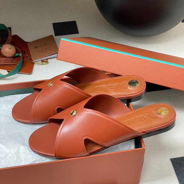 LP CLASSIC CROSS-STRAP SANDALS 25S IN RUST ORANGE LAMBSKIN