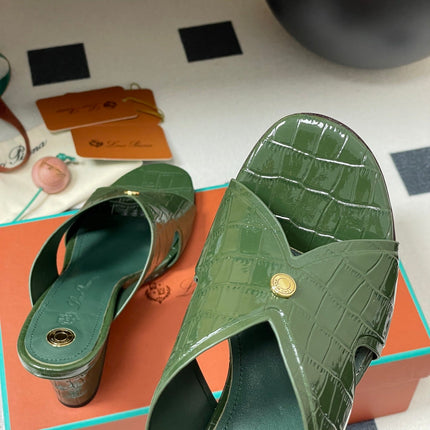 HIGH HEELS 80 MM IN MOSS GREEN CALFSKIN SNAKE EMBOSSING