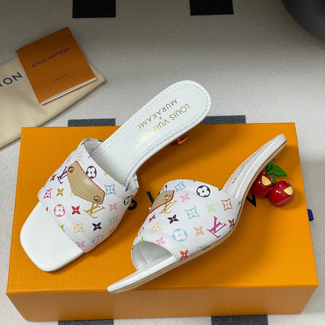 LV MURAKAMI HIGH-HEEL SANDALS 55MM IN MULTICOLOR MONOGRAM COATED CANVAS