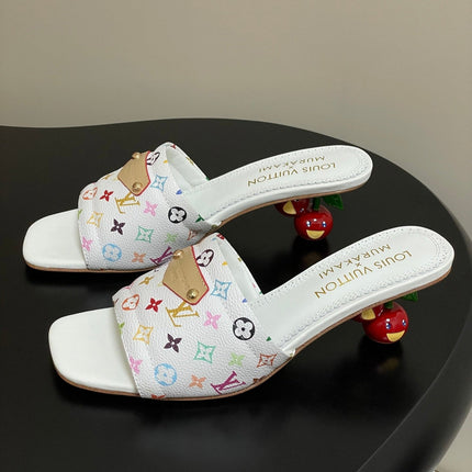 LV MURAKAMI HIGH-HEEL SANDALS 55MM IN MULTICOLOR MONOGRAM COATED CANVAS