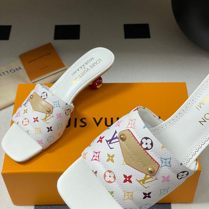 LV MURAKAMI HIGH-HEEL SANDALS 55MM IN MULTICOLOR MONOGRAM COATED CANVAS