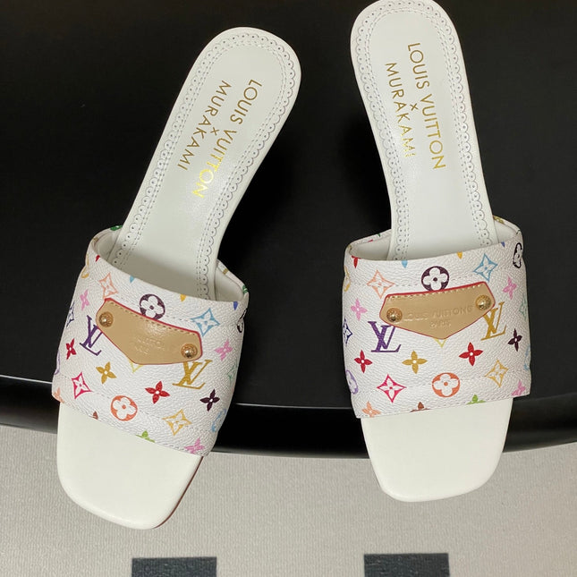 LV MURAKAMI HIGH-HEEL SANDALS 55MM IN MULTICOLOR MONOGRAM COATED CANVAS