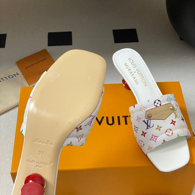 LV MURAKAMI HIGH-HEEL SANDALS 55MM IN MULTICOLOR MONOGRAM COATED CANVAS