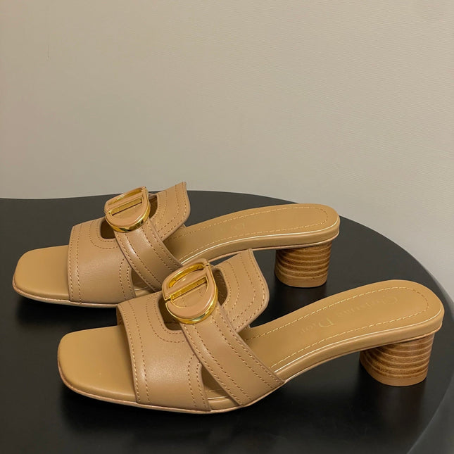 DIOR HIGH HEEL CLASSIC MONTAIGNE 40 MM 25S IN LIGHT BROWN LAMBSKIN WITH CD LOGO