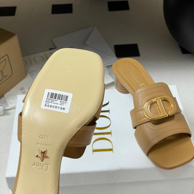 DIOR HIGH HEEL CLASSIC MONTAIGNE 40 MM 25S IN LIGHT BROWN LAMBSKIN WITH CD LOGO