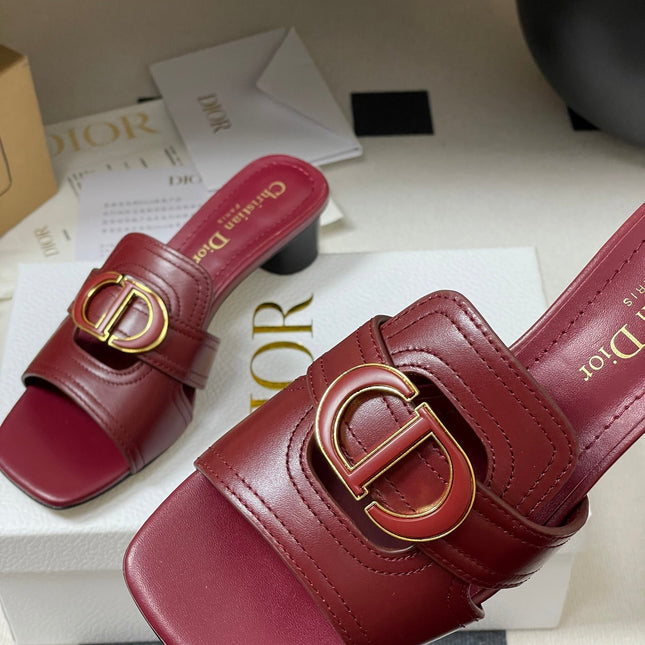 DIOR HIGH HEEL CLASSIC MONTAIGNE 40 MM 25S IN DARK RED LAMBSKIN WITH CD LOGO