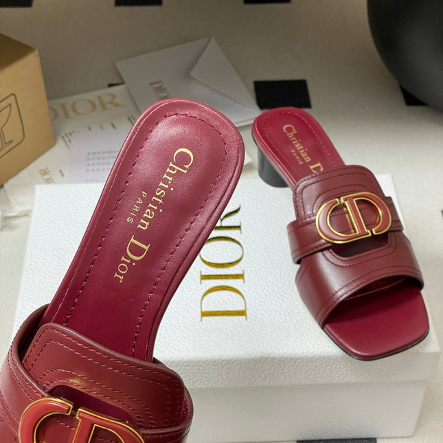 DIOR HIGH HEEL CLASSIC MONTAIGNE 40 MM 25S IN DARK RED LAMBSKIN WITH CD LOGO