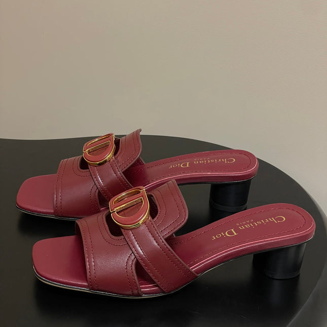 DIOR HIGH HEEL CLASSIC MONTAIGNE 40 MM 25S IN DARK RED LAMBSKIN WITH CD LOGO