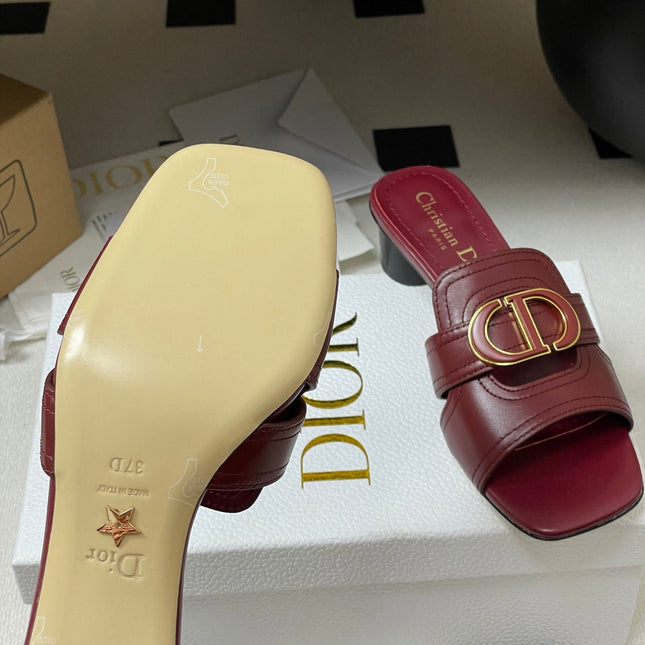 DIOR HIGH HEEL CLASSIC MONTAIGNE 40 MM 25S IN DARK RED LAMBSKIN WITH CD LOGO