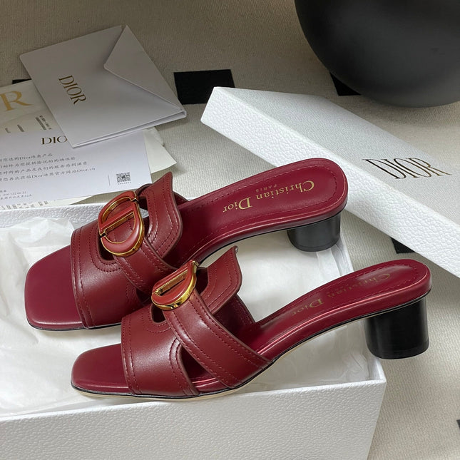DIOR HIGH HEEL CLASSIC MONTAIGNE 40 MM 25S IN DARK RED LAMBSKIN WITH CD LOGO