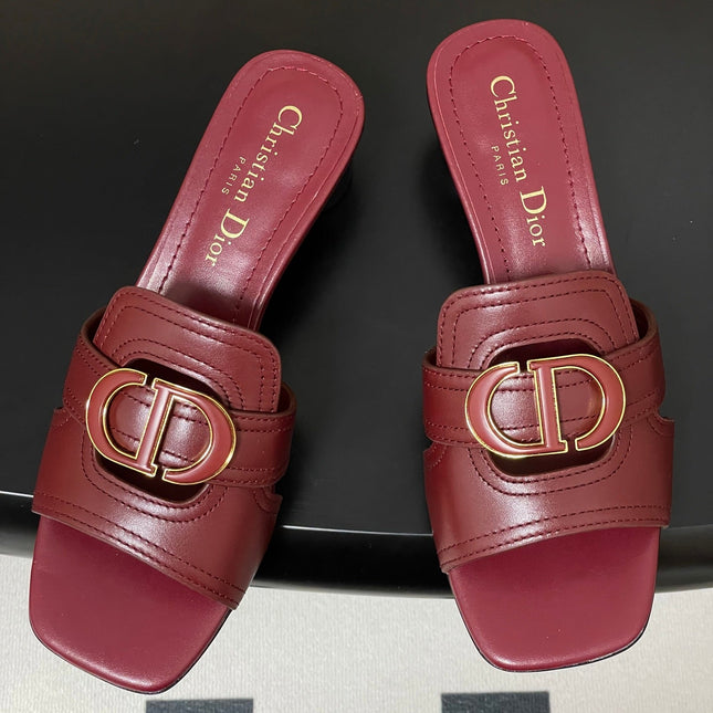 DIOR HIGH HEEL CLASSIC MONTAIGNE 40 MM 25S IN DARK RED LAMBSKIN WITH CD LOGO