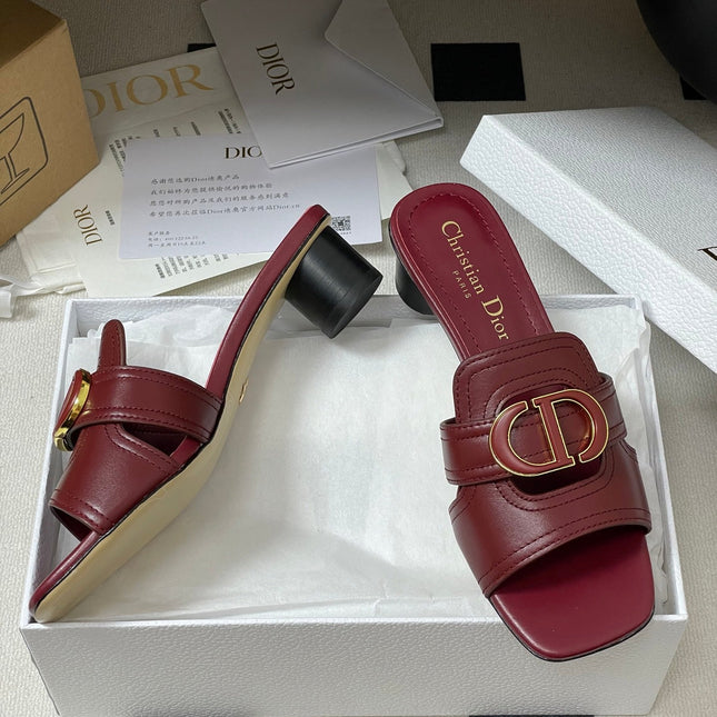 DIOR HIGH HEEL CLASSIC MONTAIGNE 40 MM 25S IN DARK RED LAMBSKIN WITH CD LOGO