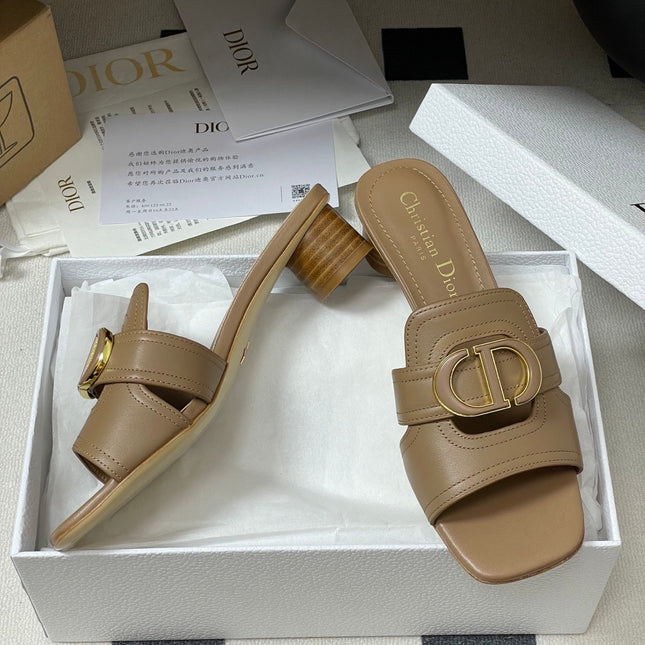 DIOR HIGH HEEL CLASSIC MONTAIGNE 40 MM 25S IN BROWN LAMBSKIN WITH CD LOGO