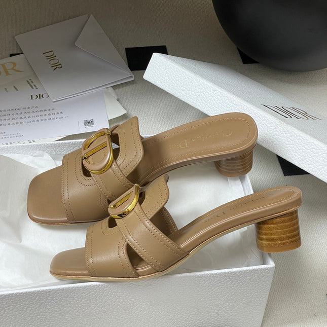 DIOR HIGH HEEL CLASSIC MONTAIGNE 40 MM 25S IN BROWN LAMBSKIN WITH CD LOGO