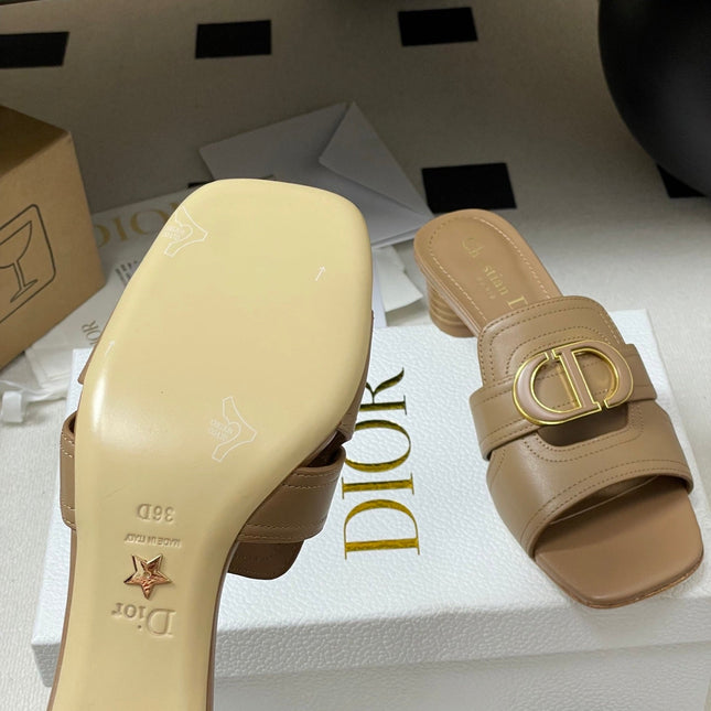 DIOR HIGH HEEL CLASSIC MONTAIGNE 40 MM 25S IN BROWN LAMBSKIN WITH CD LOGO