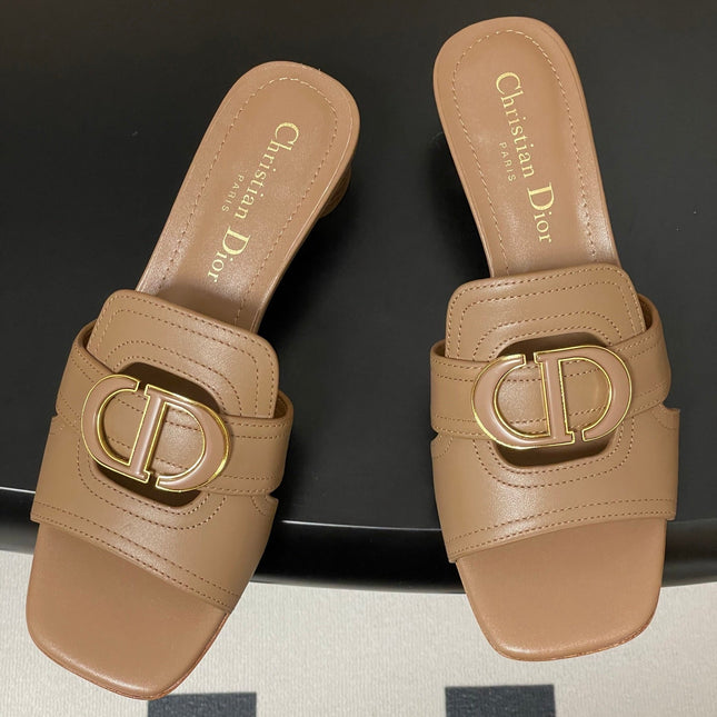 DIOR HIGH HEEL CLASSIC MONTAIGNE 40 MM 25S IN BROWN LAMBSKIN WITH CD LOGO