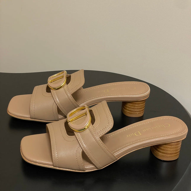 DIOR HIGH HEEL CLASSIC MONTAIGNE 40 MM 25S IN BROWN LAMBSKIN WITH CD LOGO