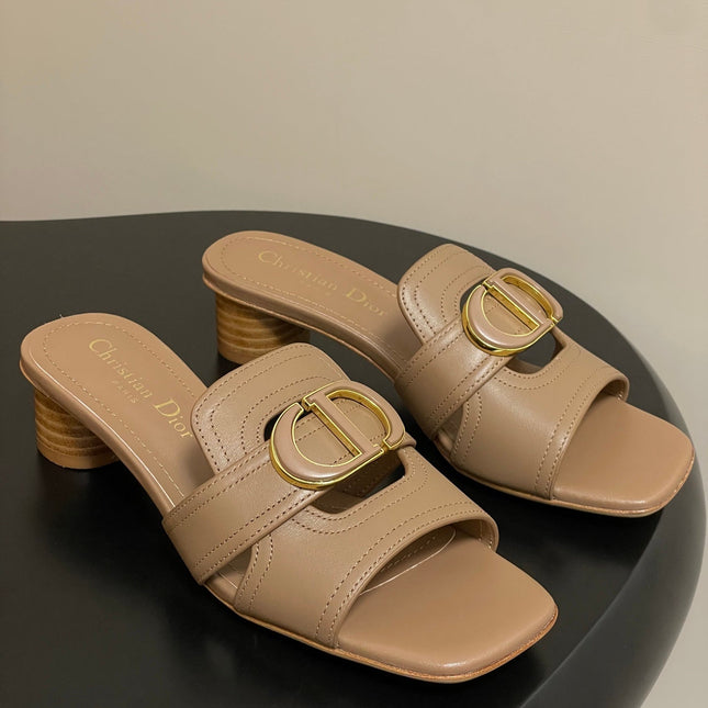 DIOR HIGH HEEL CLASSIC MONTAIGNE 40 MM 25S IN BROWN LAMBSKIN WITH CD LOGO