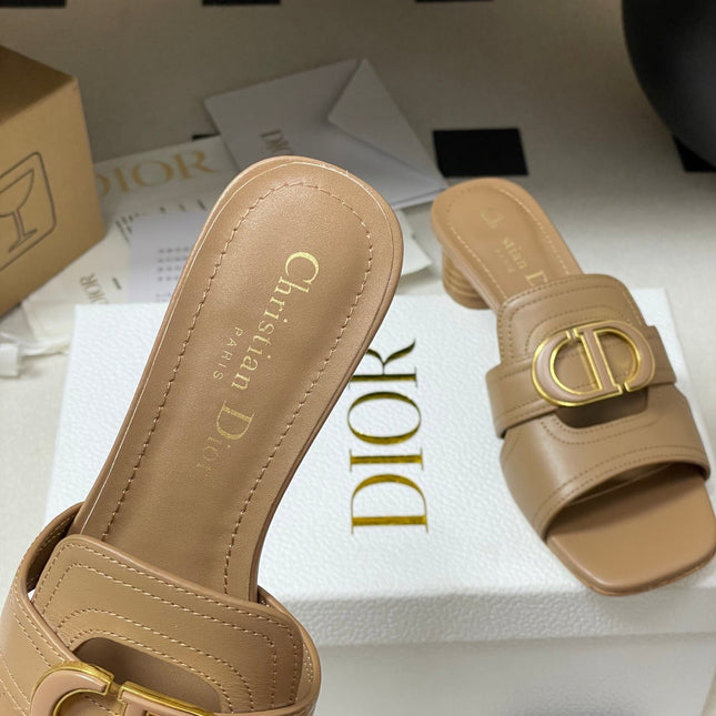 DIOR HIGH HEEL CLASSIC MONTAIGNE 40 MM 25S IN BROWN LAMBSKIN WITH CD LOGO