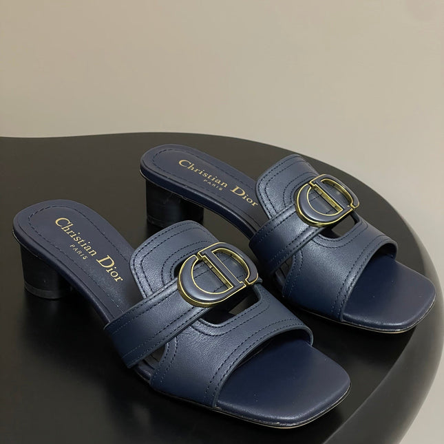 DIOR HIGH HEEL CLASSIC MONTAIGNE 40 MM 25S IN MIDNIGHT BLUE LAMBSKIN WITH CD LOGO