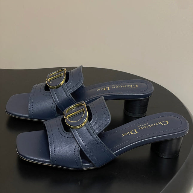 DIOR HIGH HEEL CLASSIC MONTAIGNE 40 MM 25S IN MIDNIGHT BLUE LAMBSKIN WITH CD LOGO