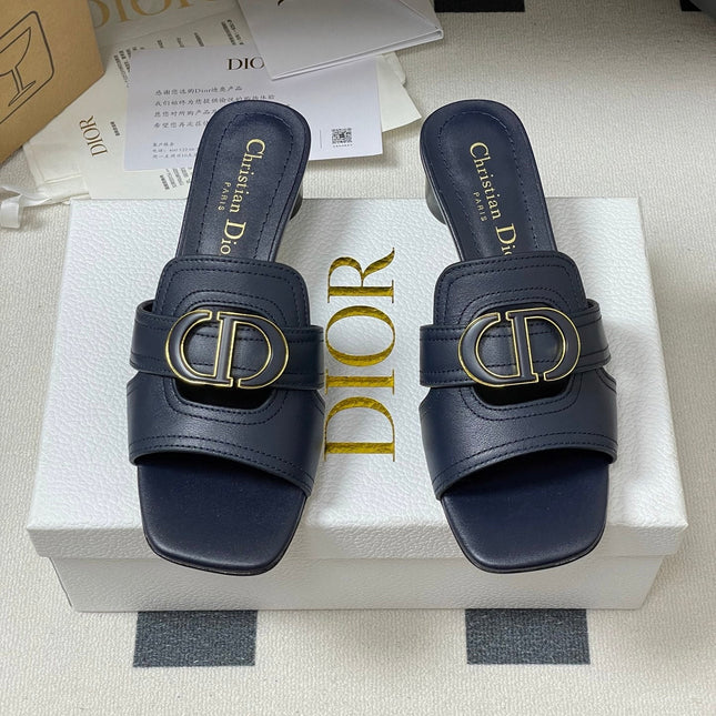 DIOR HIGH HEEL CLASSIC MONTAIGNE 40 MM 25S IN MIDNIGHT BLUE LAMBSKIN WITH CD LOGO