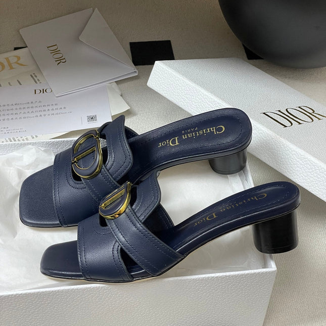 DIOR HIGH HEEL CLASSIC MONTAIGNE 40 MM 25S IN MIDNIGHT BLUE LAMBSKIN WITH CD LOGO