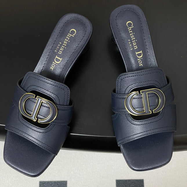 DIOR HIGH HEEL CLASSIC MONTAIGNE 40 MM 25S IN MIDNIGHT BLUE LAMBSKIN WITH CD LOGO