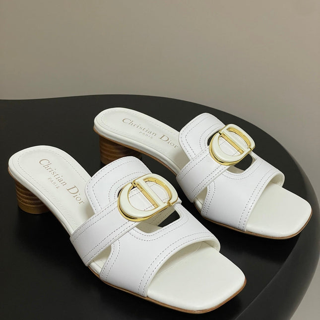 DIOR HIGH HEEL CLASSIC MONTAIGNE 40 MM 25S IN WHITE LAMBSKIN WITH CD LOGO