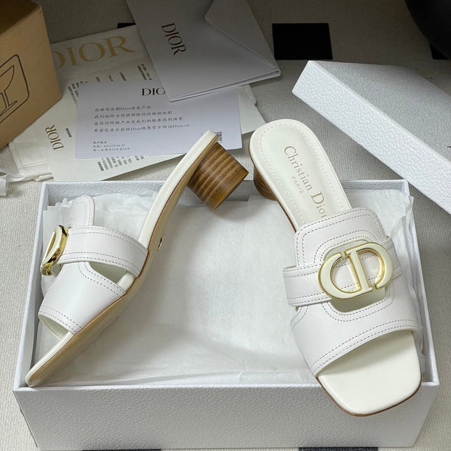 DIOR HIGH HEEL CLASSIC MONTAIGNE 40 MM 25S IN WHITE LAMBSKIN WITH CD LOGO