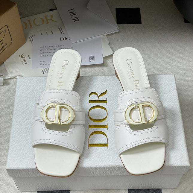 DIOR HIGH HEEL CLASSIC MONTAIGNE 40 MM 25S IN WHITE LAMBSKIN WITH CD LOGO