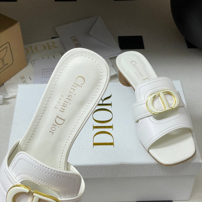 DIOR HIGH HEEL CLASSIC MONTAIGNE 40 MM 25S IN WHITE LAMBSKIN WITH CD LOGO