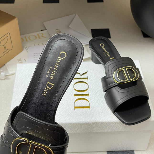 DIOR HIGH HEEL CLASSIC MONTAIGNE 40 MM 25S IN BLACK LAMBSKIN WITH CD LOGO