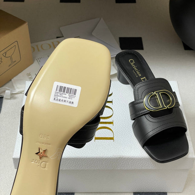 DIOR HIGH HEEL CLASSIC MONTAIGNE 40 MM 25S IN BLACK LAMBSKIN WITH CD LOGO